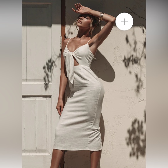 JLUXLABEL Linen midi dress - size Large - Picture 2 of 7